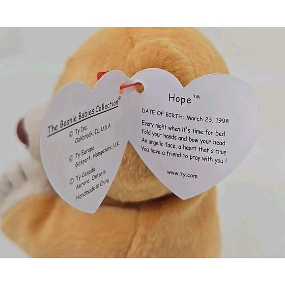 1999 Ty Beanie Baby "Hope" Retired Tan Praying Bear BB30 - Picture 3 of 5